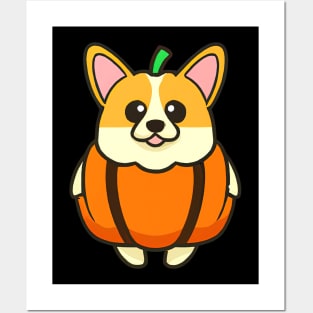 Halloween Corgi Pumpkin Costume Retro Colorful Posters and Art